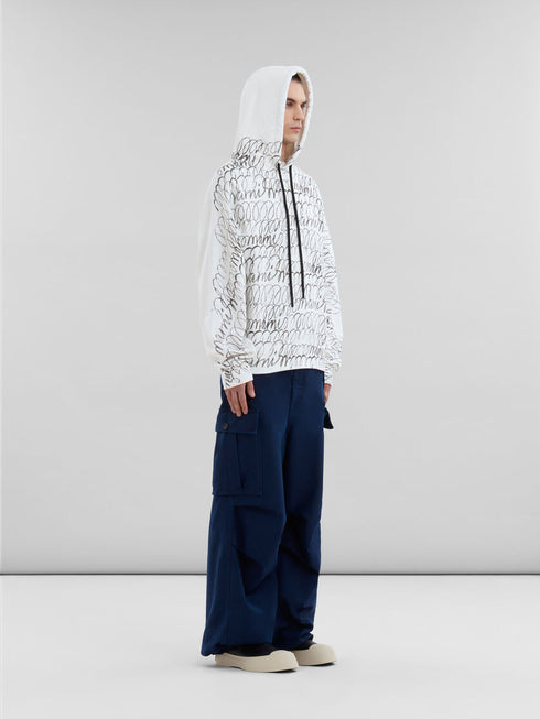 MARNI White organic cotton hoodie with Marni Scribble motif Mens Apparel